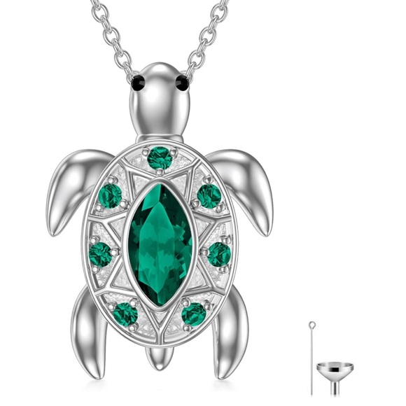 14k 925 Turtle Urn Ashes Necklace - Picture 5 of 13